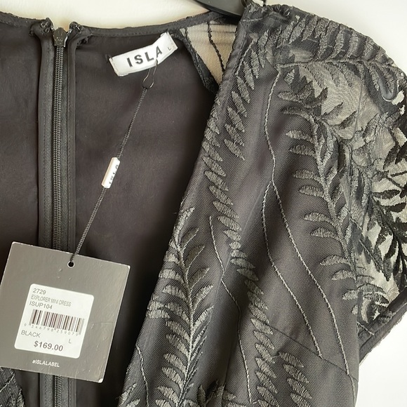 🎁NEW🎁For Love & Lemons ISLA Deep V Black Embroidered Mini Dress, Large - Picture 5 of 7